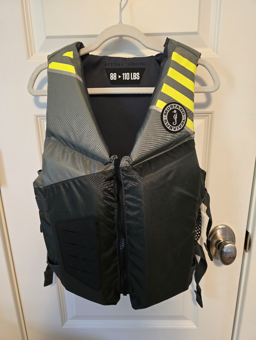 Mustang Survival Young Adult Life Vest Gray with Neon Yellow Accents